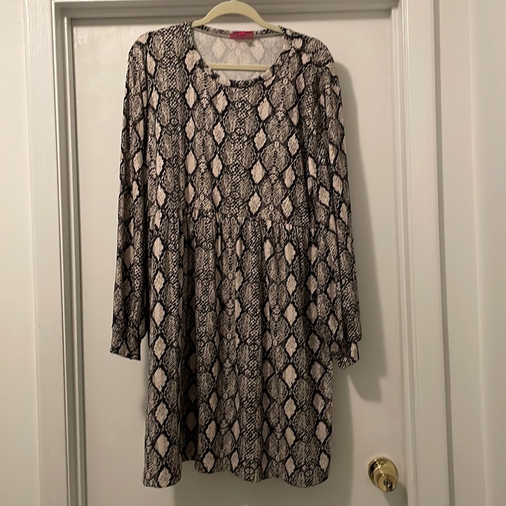 Snakeskin Pattern Babydoll Dress